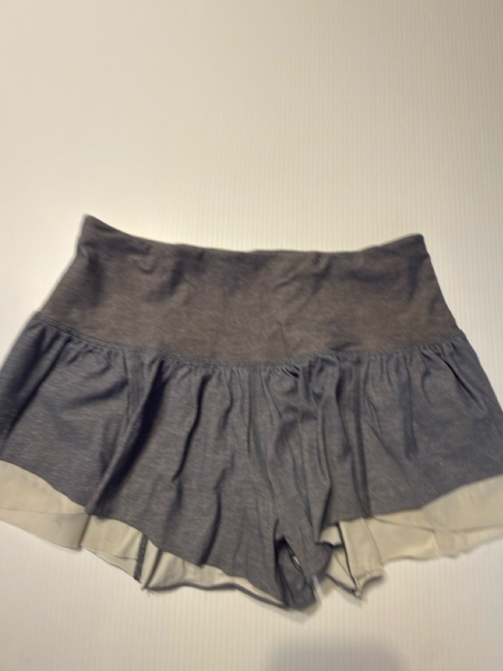 lululemon athletica Gray Layered Ruffle Skort with Cream Underlayer